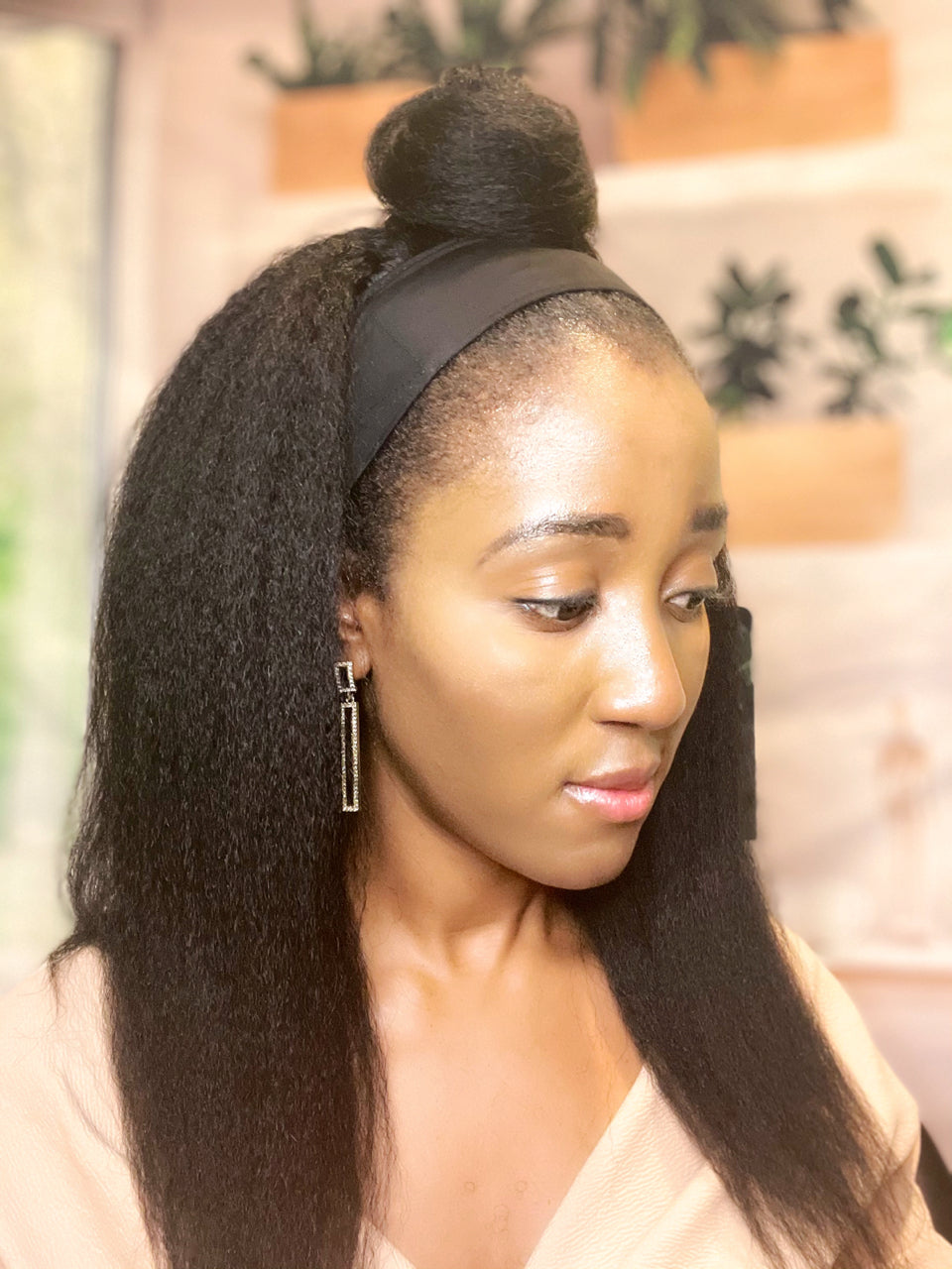 Straight Head Wrap Wig Abe Yaki Straight Layers Head Band Wig